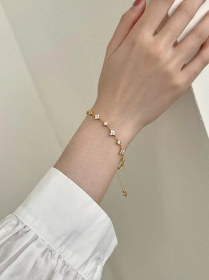925 Sterling Silver Clover CZ Bracelet product image 5