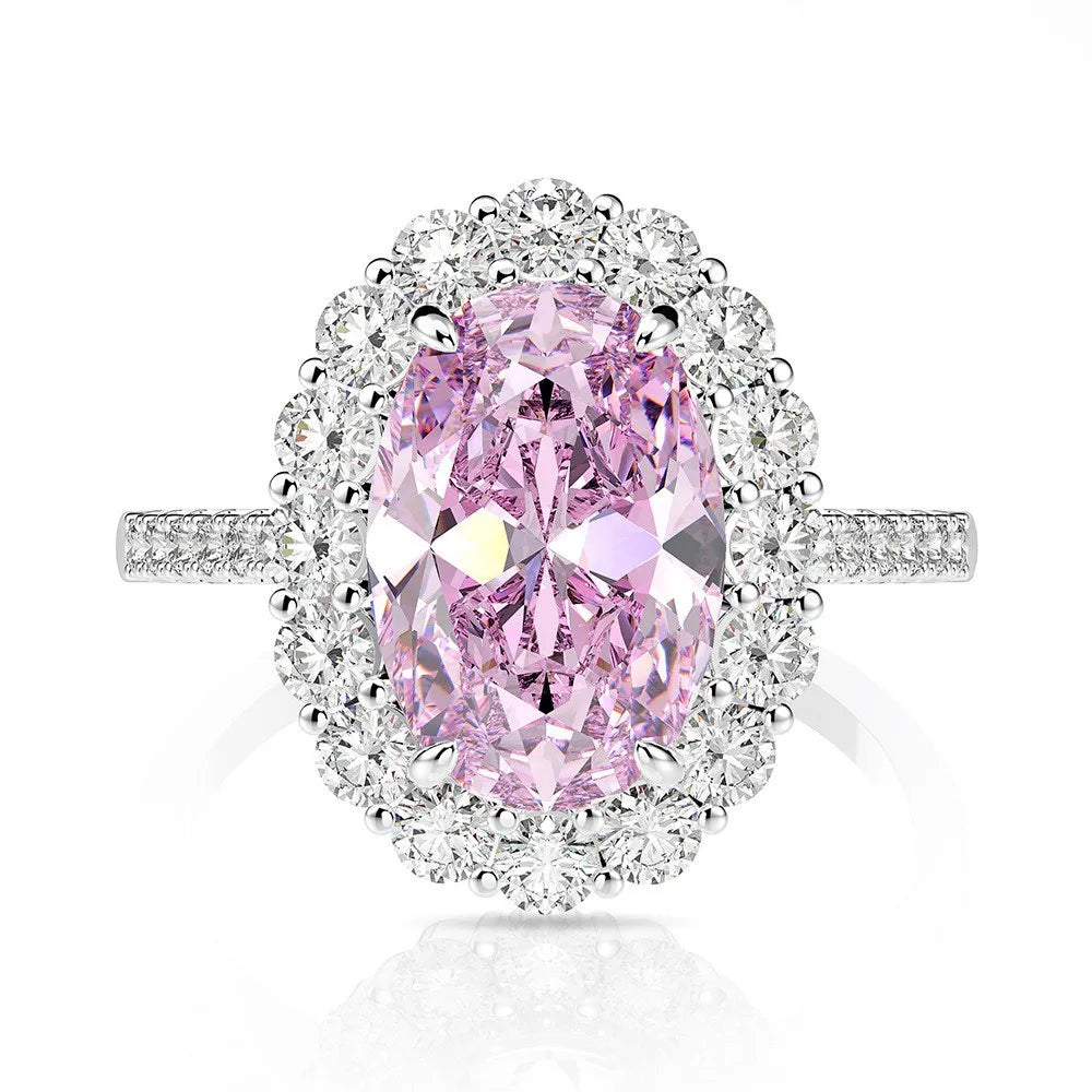 New Designs High Carbon Diamond Oval Eternity Jewelry Engagement Anniversary Royal Pure CZ 8A Silver S925 Wedding Rings