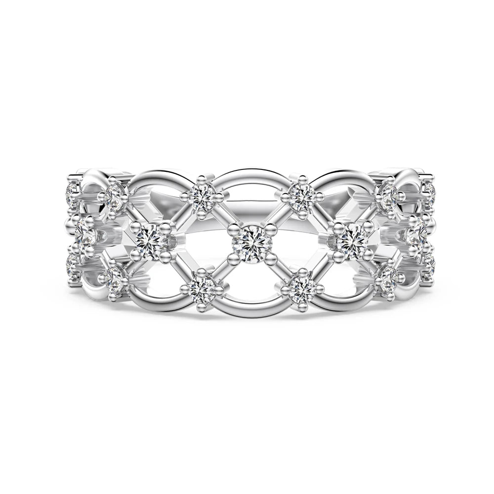 925 Sterling Silver Lock 5A CZ Wedding Ring by KAKODIY