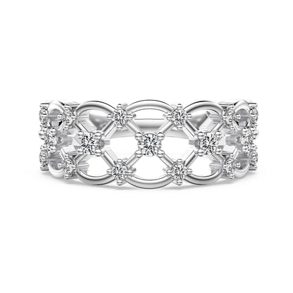 925 Sterling Silver Lock 5A CZ Wedding Ring by KAKODIY