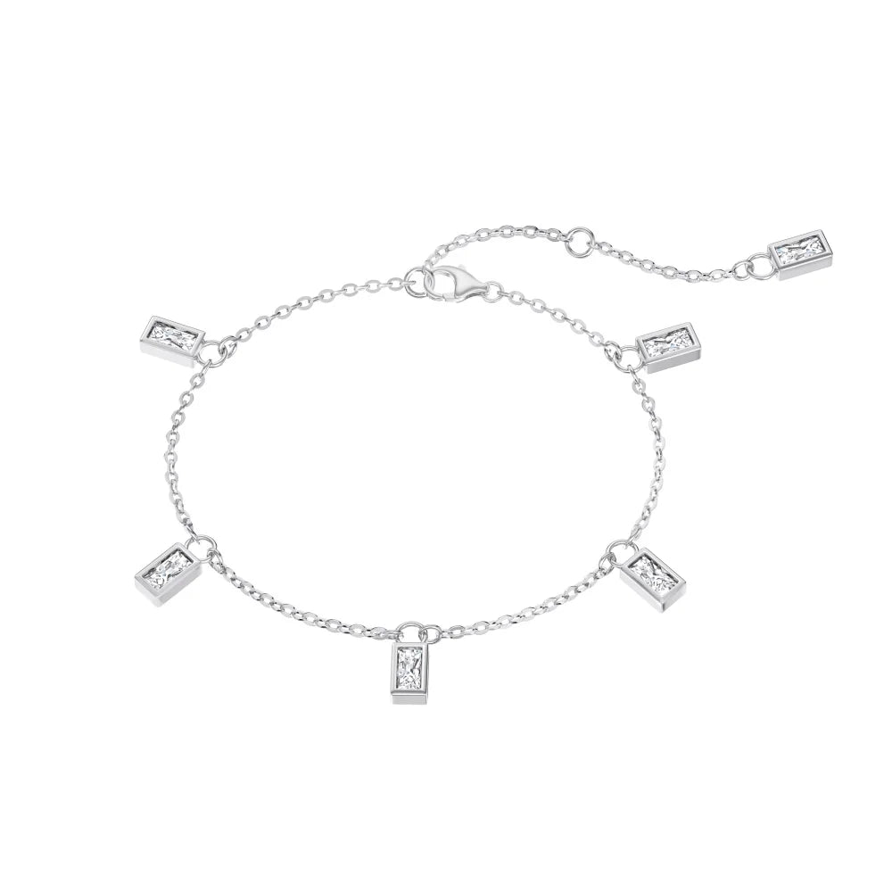 925 Sterling Silver 5A CZ Chain Bracelet DY150555 product image 7