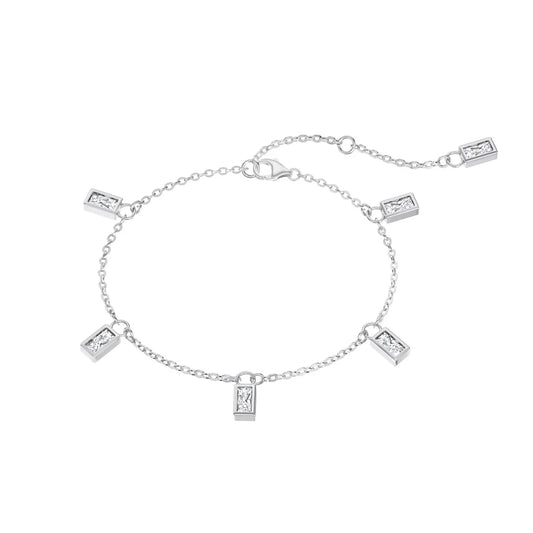 925 Sterling Silver 5A CZ Chain Bracelet DY150555 product image 7