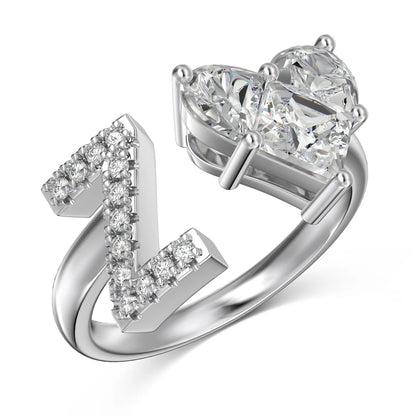 925 Sterling Silver Heart Initial Z Ring for Women A-Z 26 Letter Initial Rings Stackable Rings for Women Jewelry Gifts