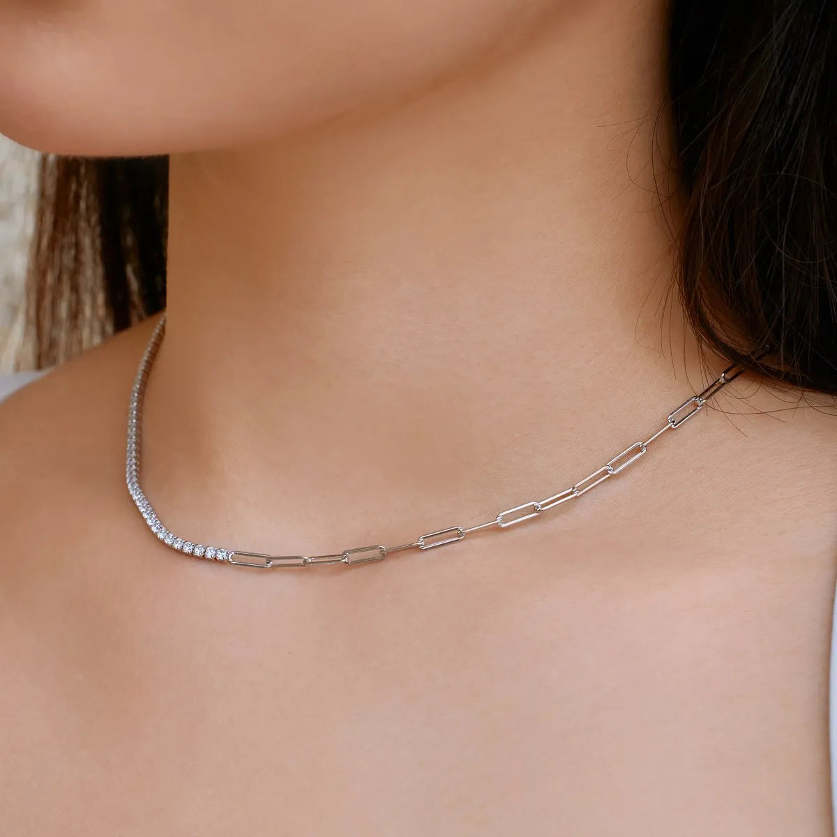 925 Sterling Silver CZ Tennis Necklace product image 2
