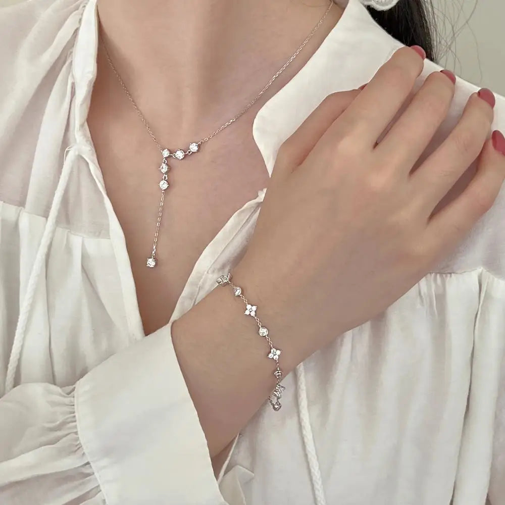 925 Sterling Silver Clover CZ Bracelet product image 6