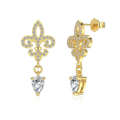 KAKODIY Charm Exclusive Design Rhodium 18K Gold Plated 925 Sterling Silver 5A Cubic Zirconia Iris Flower Stud Earrings Female