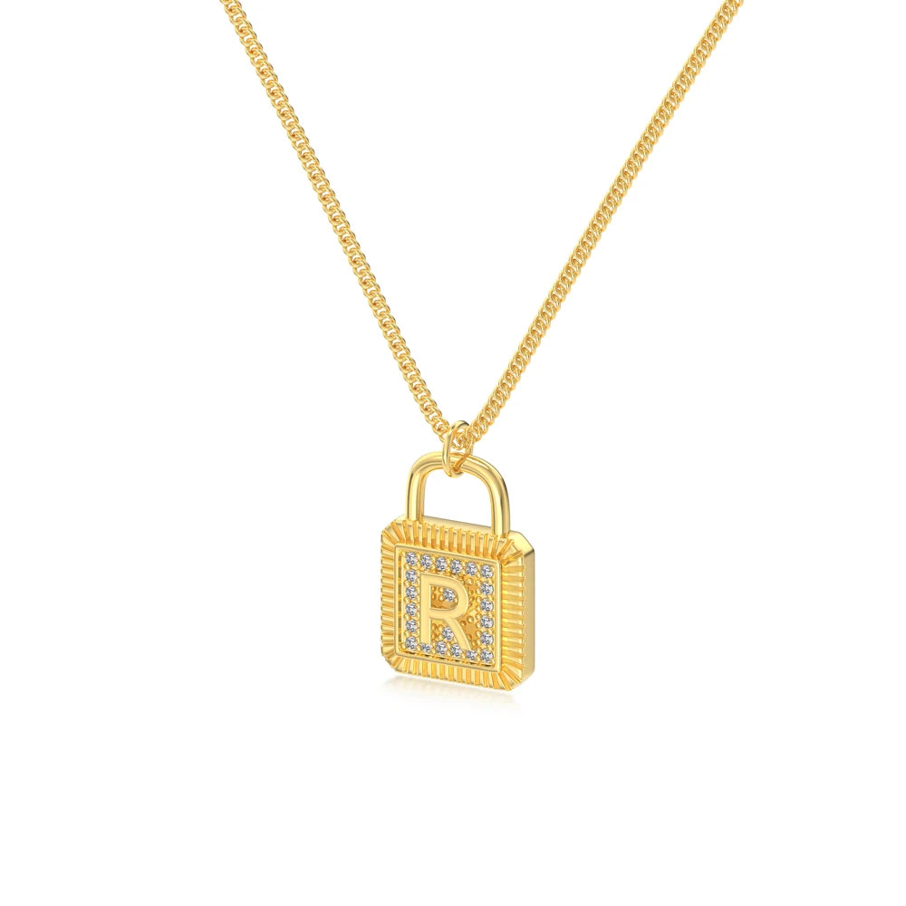925 Sterling Silver Lock Bridal Initial Necklace product image 15