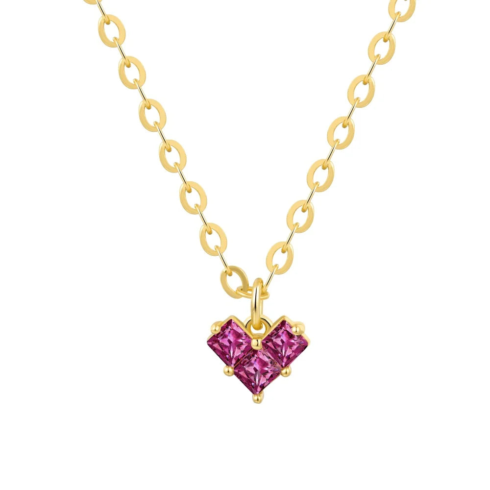 925 Sterling Silver Heart 5A CZ Pendant Necklace product image 8