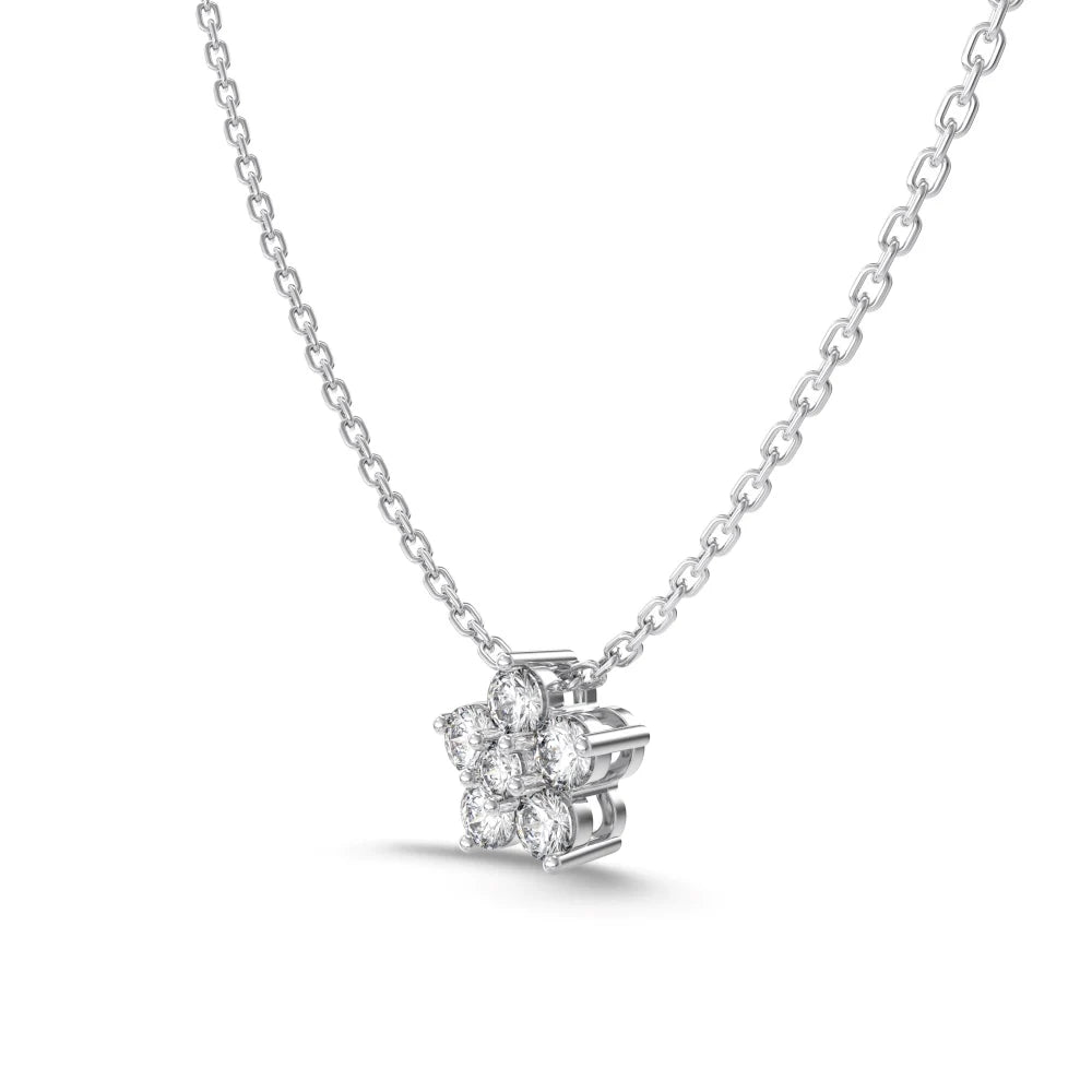 New Year Merry Christmas Festival Gifts Sterling Silver Link Chain Women Fine 5A Zirconia Flower Pendant Necklace
