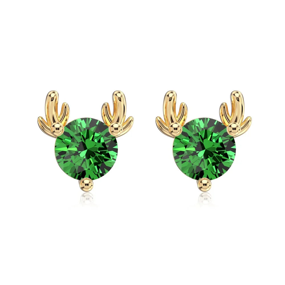 Innovative Jewelry Supplier S925 Silver Rhodium 14K Gold Plated 5A Cubic Zirconia Christmas Gifts Xmas Elk Stud Earrings