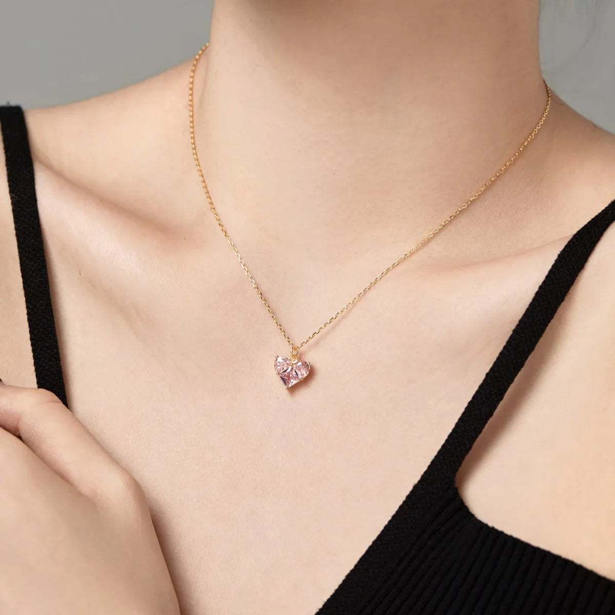 925 Silver Heart CZ Pendant Necklace DY190684 product image 5