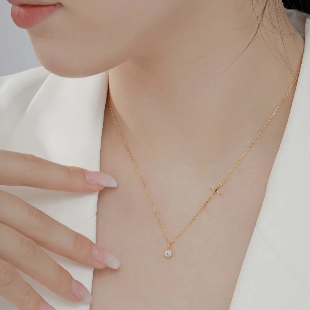 925 Silver Cross 5A CZ Pendant Necklace DY190358 product image 5