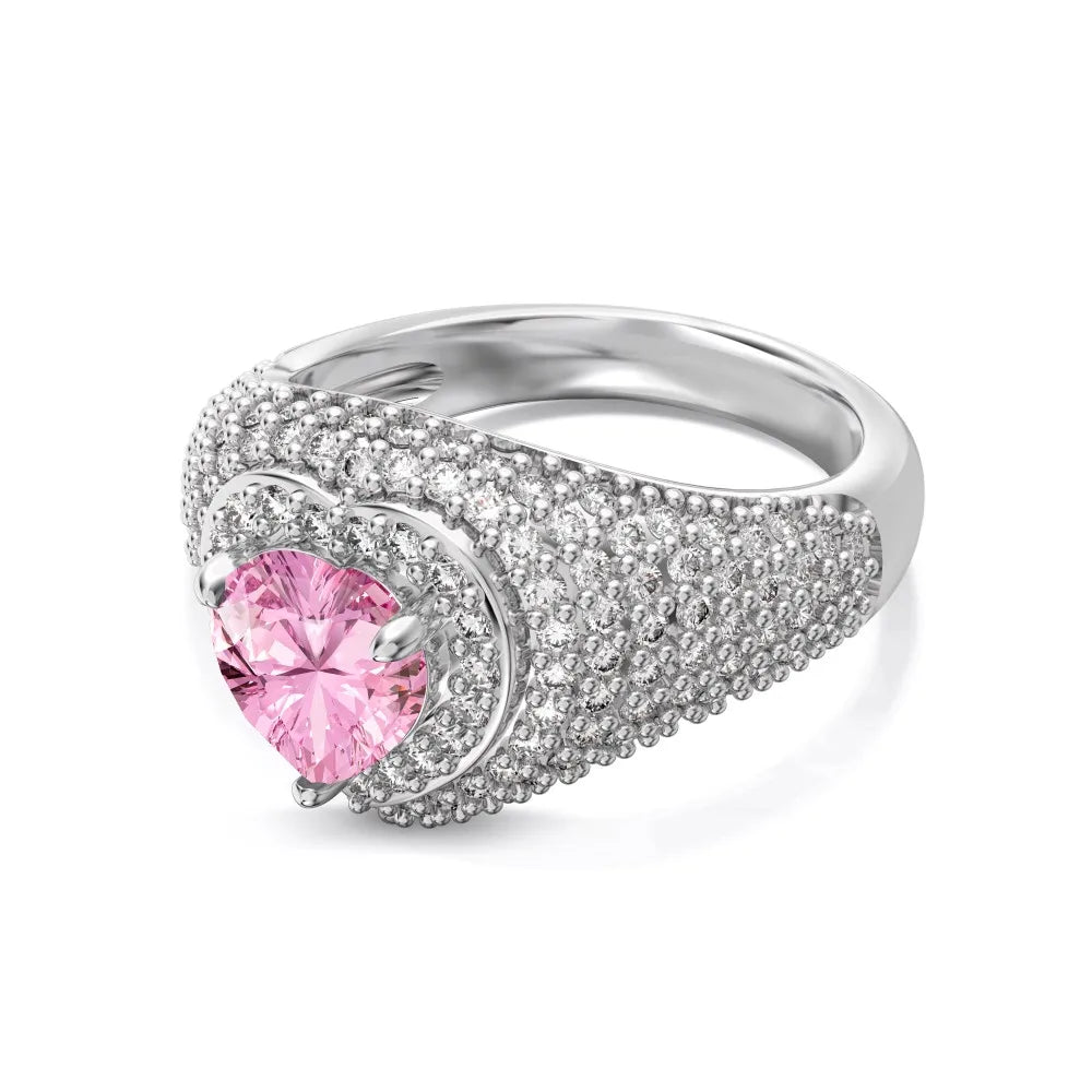 Delicate Christmas Festival Xmas Gifts 925 Sterling Silver Chunky Heart Shape Stone 5A Zirconia Promise Jewelry Rings