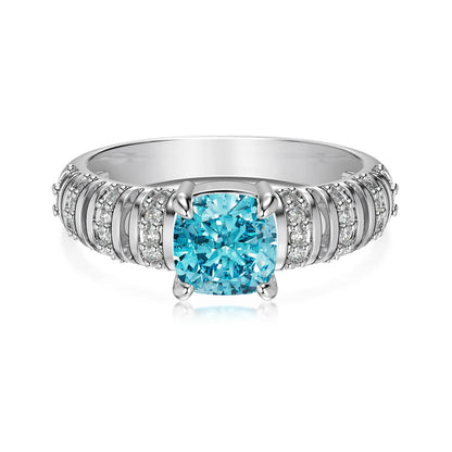Oem Odm Jewelry Supplier S925 Silver Rhodium Plated Eternity Band   8A Crushed Iced Out Cut Zirconia Rings