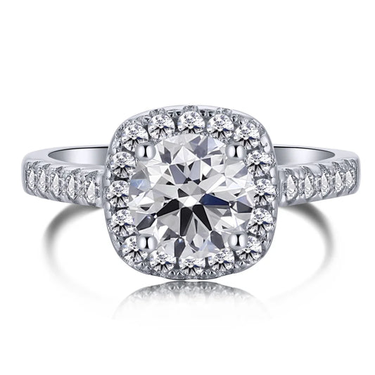Luxurious Fine Jewelry Rhodium Plated 5A Cubic Zirconia Promise Halo Engagement Promise Eternity Ring for Women