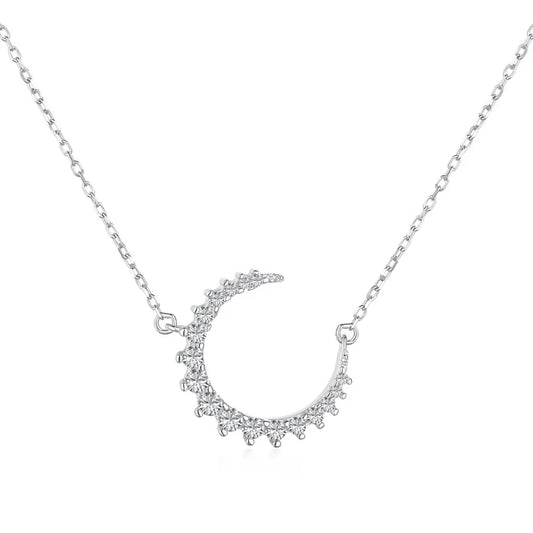 925 Sterling Silver Moon CZ Necklace by KAKODIY