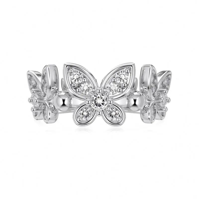 925 Silver Butterfly Engagement Ring DY121068 by KAKODIY