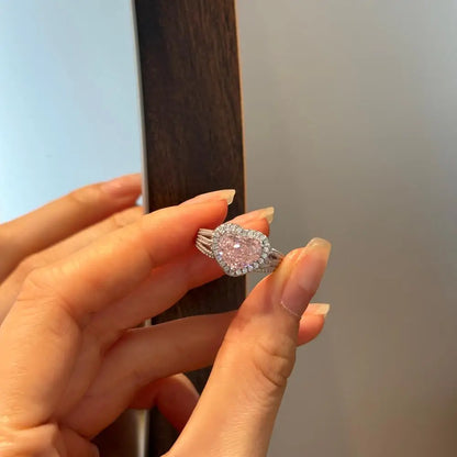 925 Sterling Silver Heart 8A CZ Engagement Ring product image 5