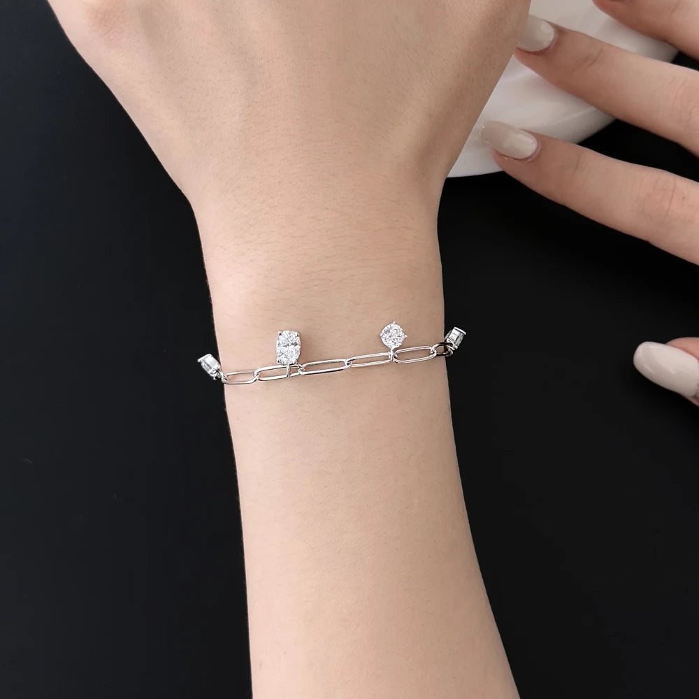 925 Sterling Silver 5A CZ Charm Bracelet DY150560 product image 4