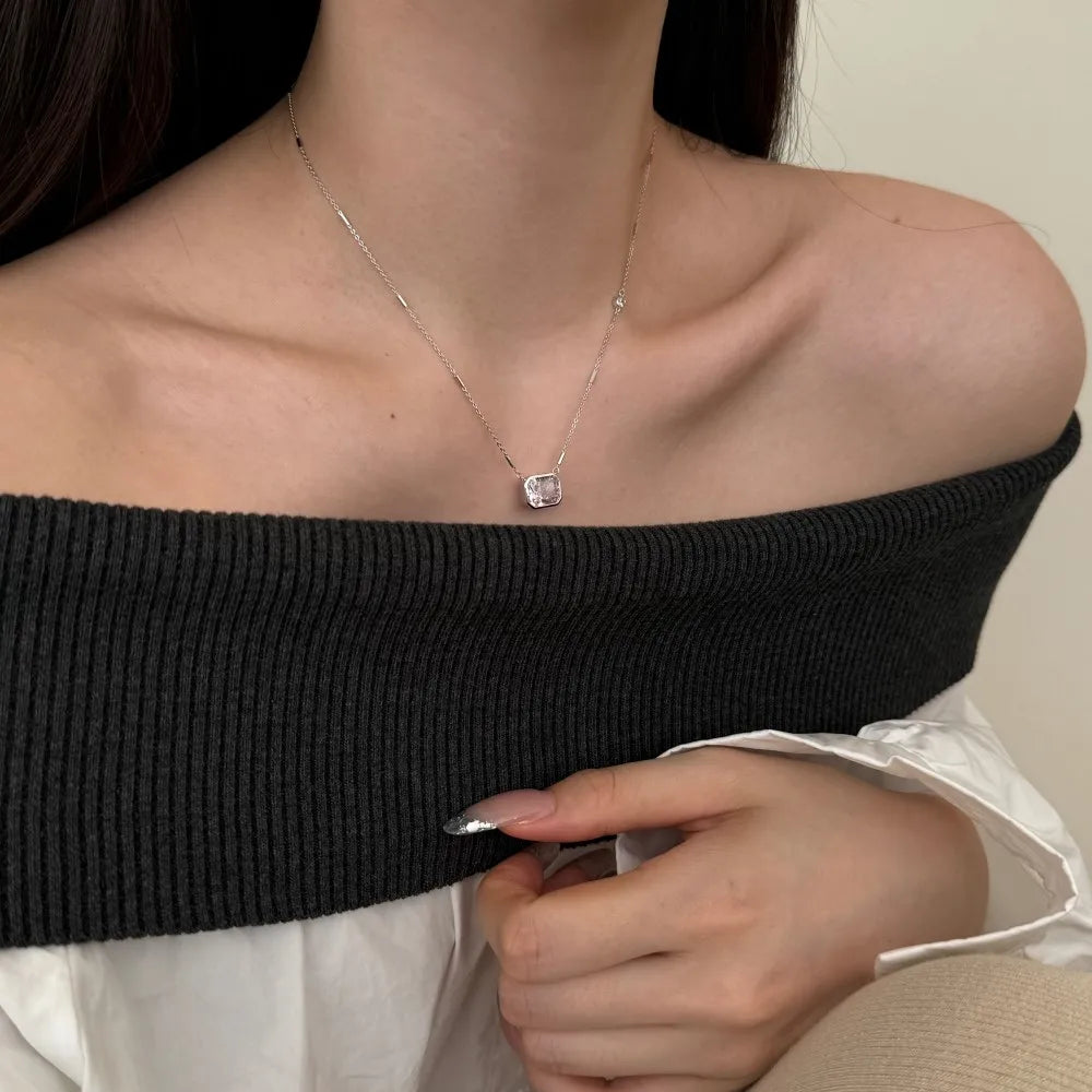 925 Silver CZ Minimalist Pendant Necklace DY190903 product image 4