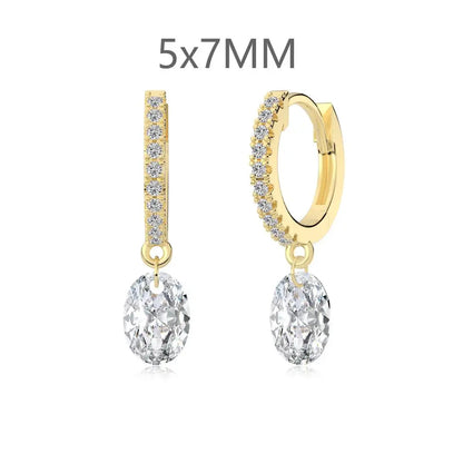 KAKODIY Oval Zircon Pendant 14K Gold Plated Earrings 925 Sterling Silver Fine Jewelry Earrings