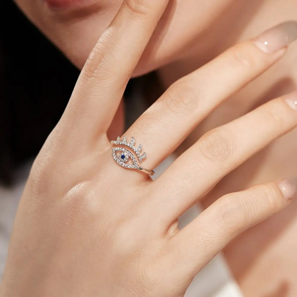 925 Sterling Silver CZ Adjustable Ring DY120717 product image 5