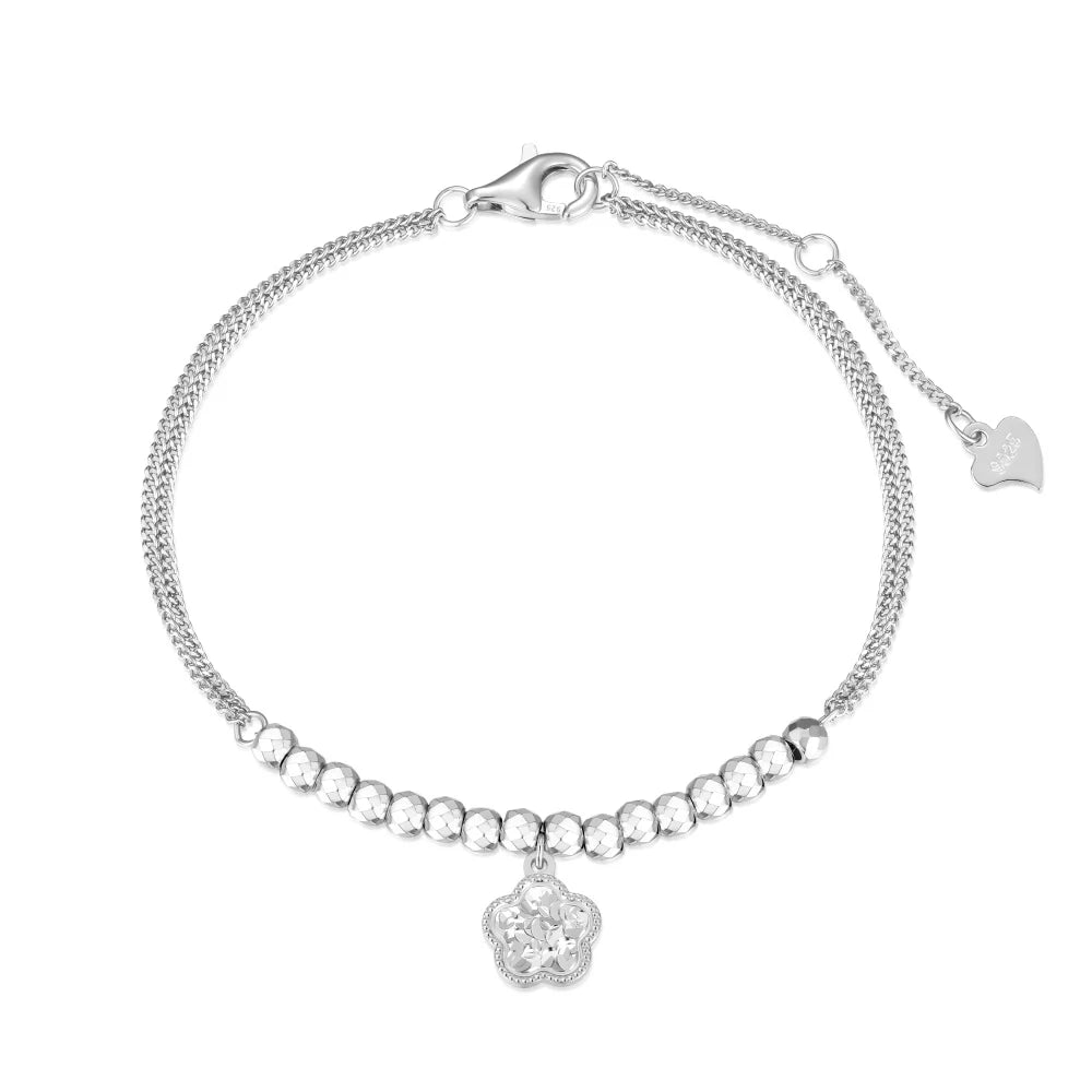 925 Sterling Silver Flower Statement Bangle by KAKODIY