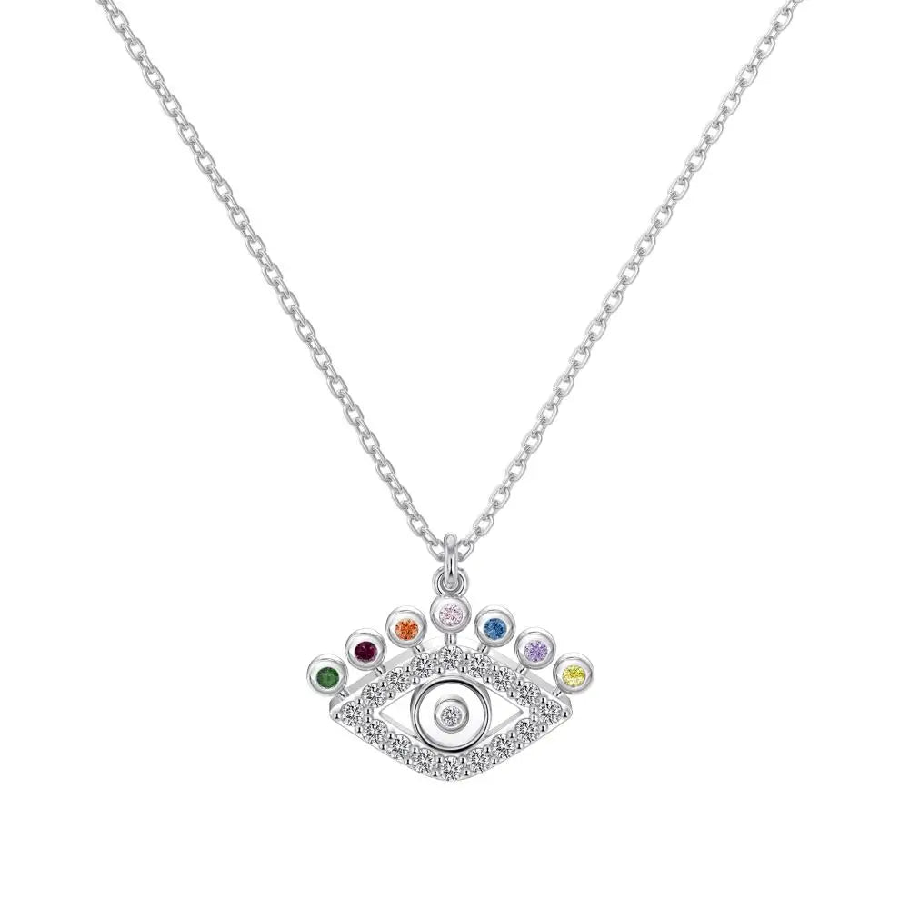 925 Sterling Silver Evil Eye CZ Pendant Necklace by KAKODIY