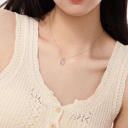 925 Silver A Initial 5A CZ Necklace DY191329 product image 2