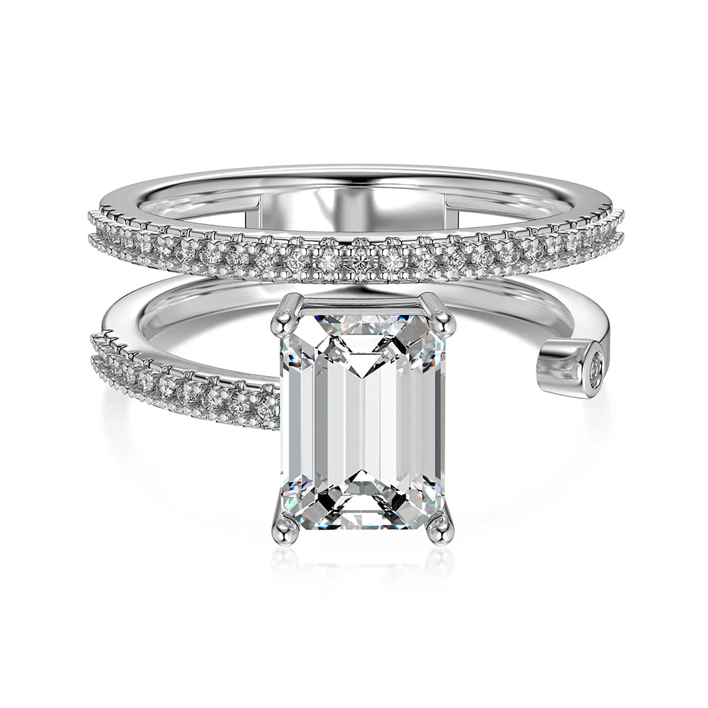 925 Silver Emerald CZ Bridal Wedding Ring DY121097 by KAKODIY