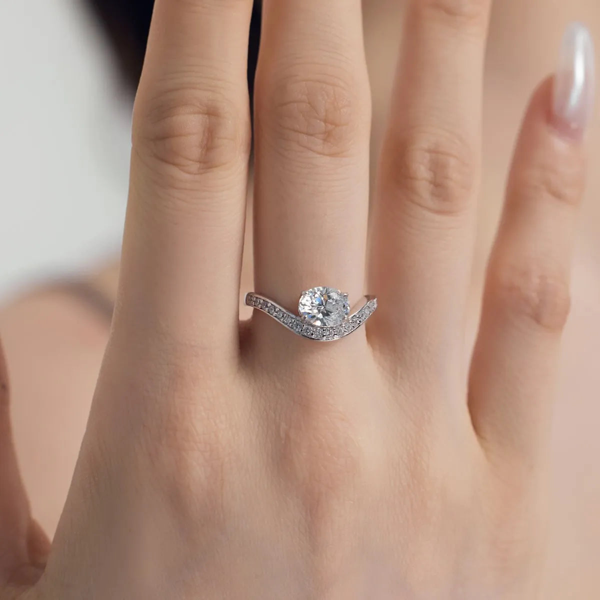 925 Silver 5A CZ Bridal Engagement Ring DY121133 product image 4