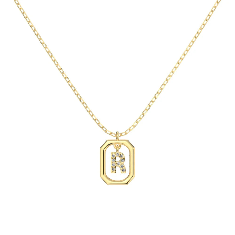 925 Sterling Silver R Initial CZ Necklace product image 4