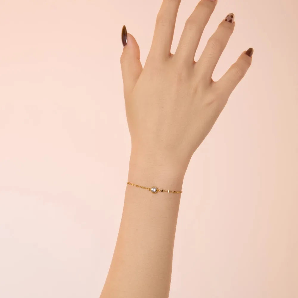 925 Sterling Silver 5A CZ Chain Bracelet DY150668 product image 5