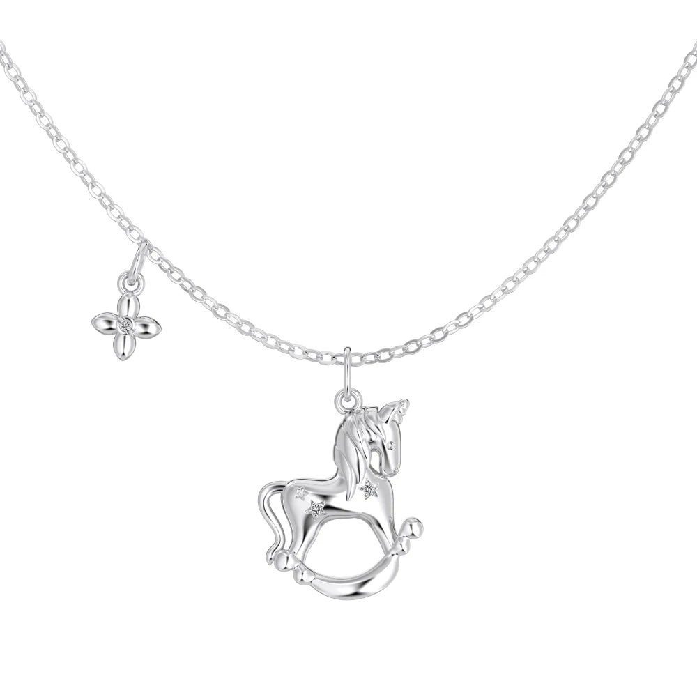 925 Silver Clover 5A CZ Pendant Necklace DY191908 by KAKODIY