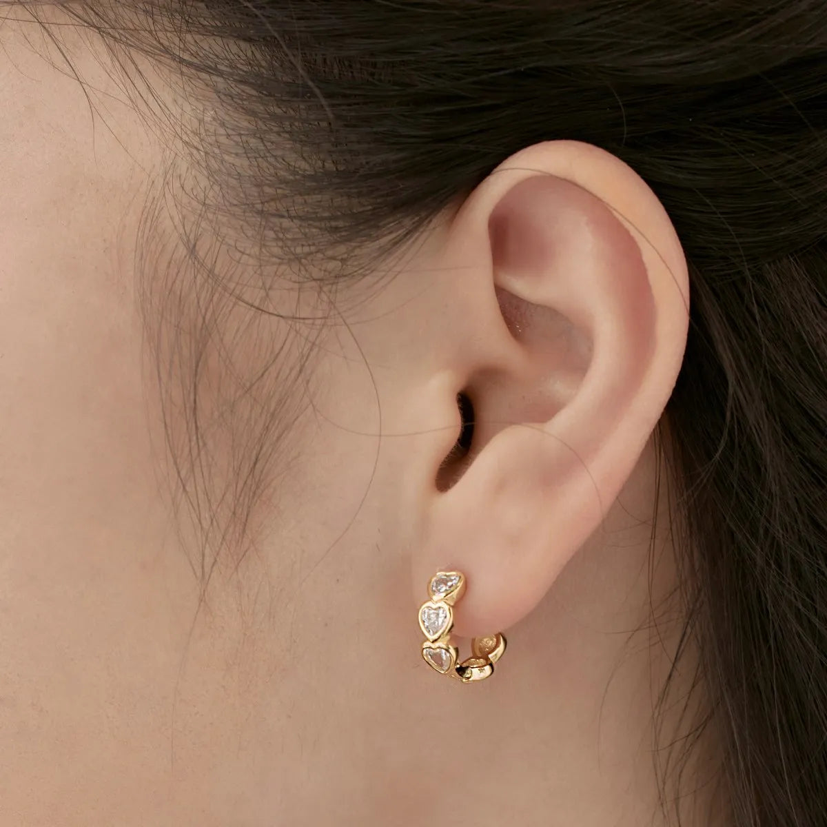 KAKODIY 18K Gold Plated Sterling Silver 925 Earrings Mini Heart Zircon Cubic Zircon Embrace Earrings Accessories Women - product image 6