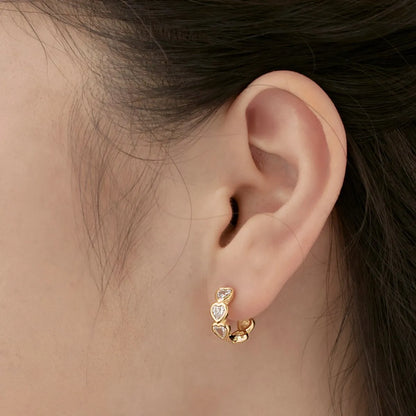 KAKODIY 18K Gold Plated Sterling Silver 925 Earrings Mini Heart Zircon Cubic Zircon Embrace Earrings Accessories Women - product image 6