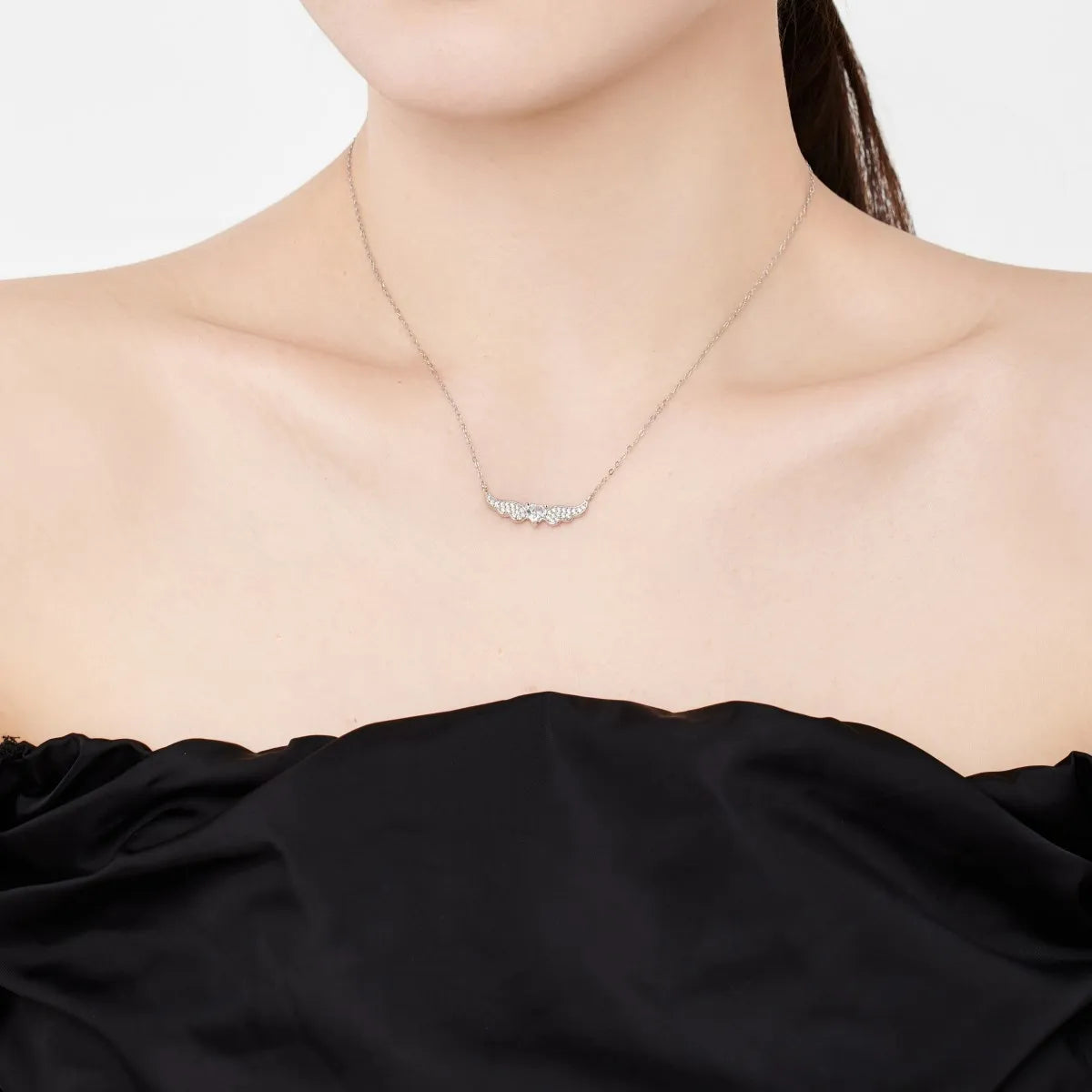 925 Sterling Silver Heart CZ Necklace DY190800 product image 3