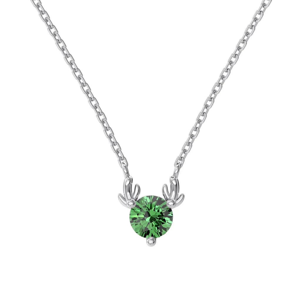 Stylish Delicate Jewelry Rhodium 18K Gold Plated Sterling Silver Link Chain 5A Zirconia Christmas Elk Pendant Necklaces