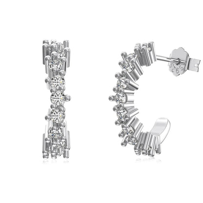 KAKODIY Classic 925 Sterling Silver Irregular Zirconia Stud Earrings Women 18K Gold Statement Half Hoop C Earrings Jewelry Gift