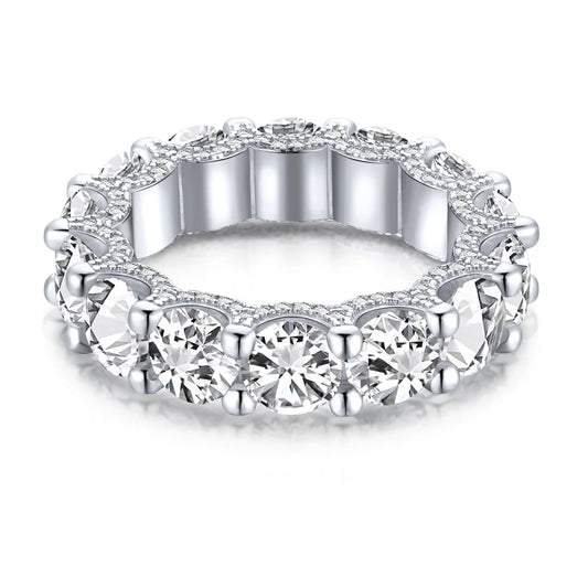 Fancy Luxury Trendy Double Layered Anniversary Diamond Engagement Wedding Bands CZ 5A S925 Rings