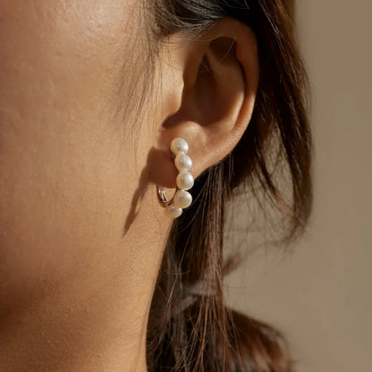 New Arrival 925 Silver Cz Zircon Drop Earrings for Women Classic Geometric Fresh Water Pearl Hoop Earring 18K Gold Plated  Jewelry