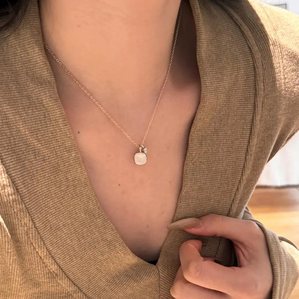 Ins New Style 22K Gold Plated Jewelry 925 Sterling Silver Small Cube Pendant Necklace With 5A Zircon