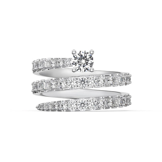 925 Silver Geometric CZ Engagement Ring DY120956 by KAKODIY