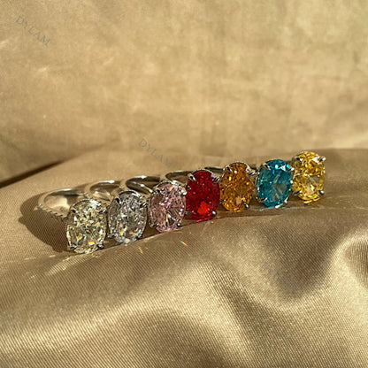 Ex-Factory Price High Grade Quality Radiant Ring Cut Shape Cubic Zirconia Solitaire Oval Engagement Silver Thin Band