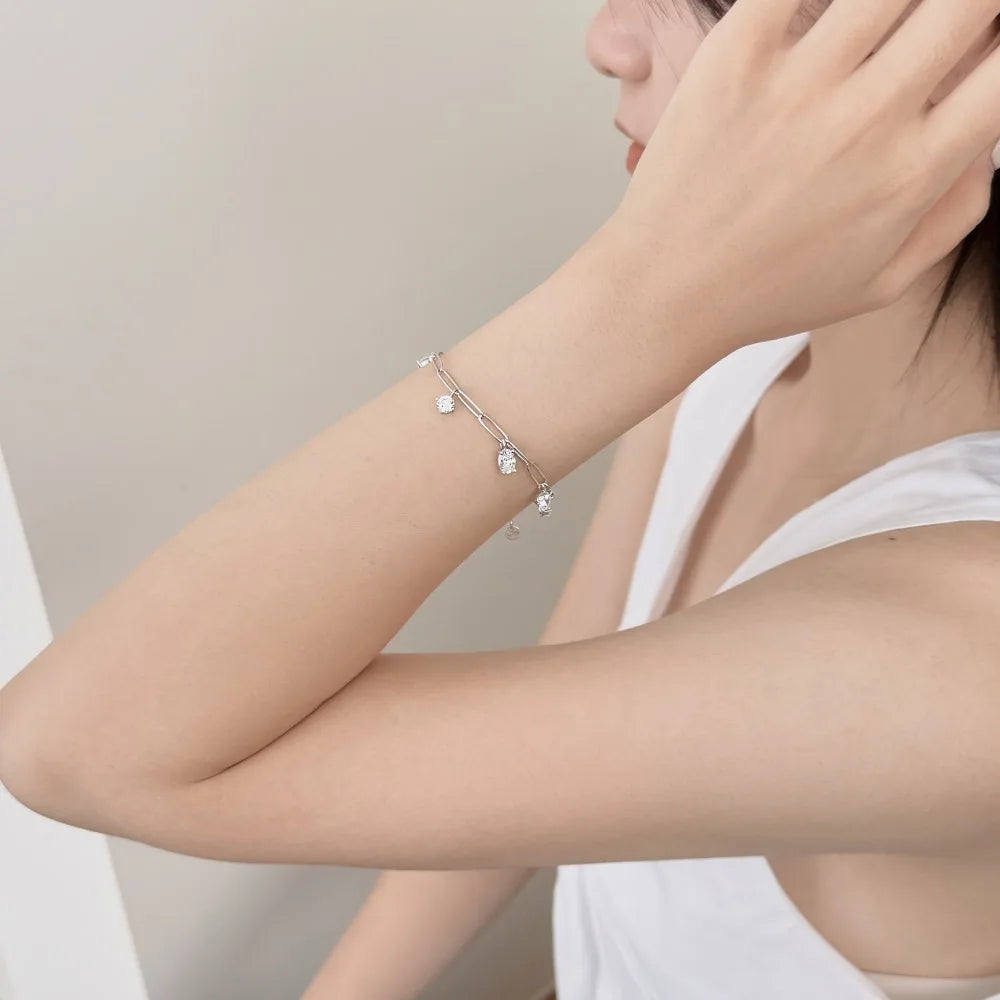 925 Sterling Silver 5A CZ Charm Bracelet DY150560 product image 3