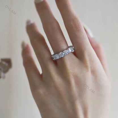 Fancy Luxury Trendy Double Layered Anniversary Diamond Engagement Wedding Bands CZ 5A S925 Rings