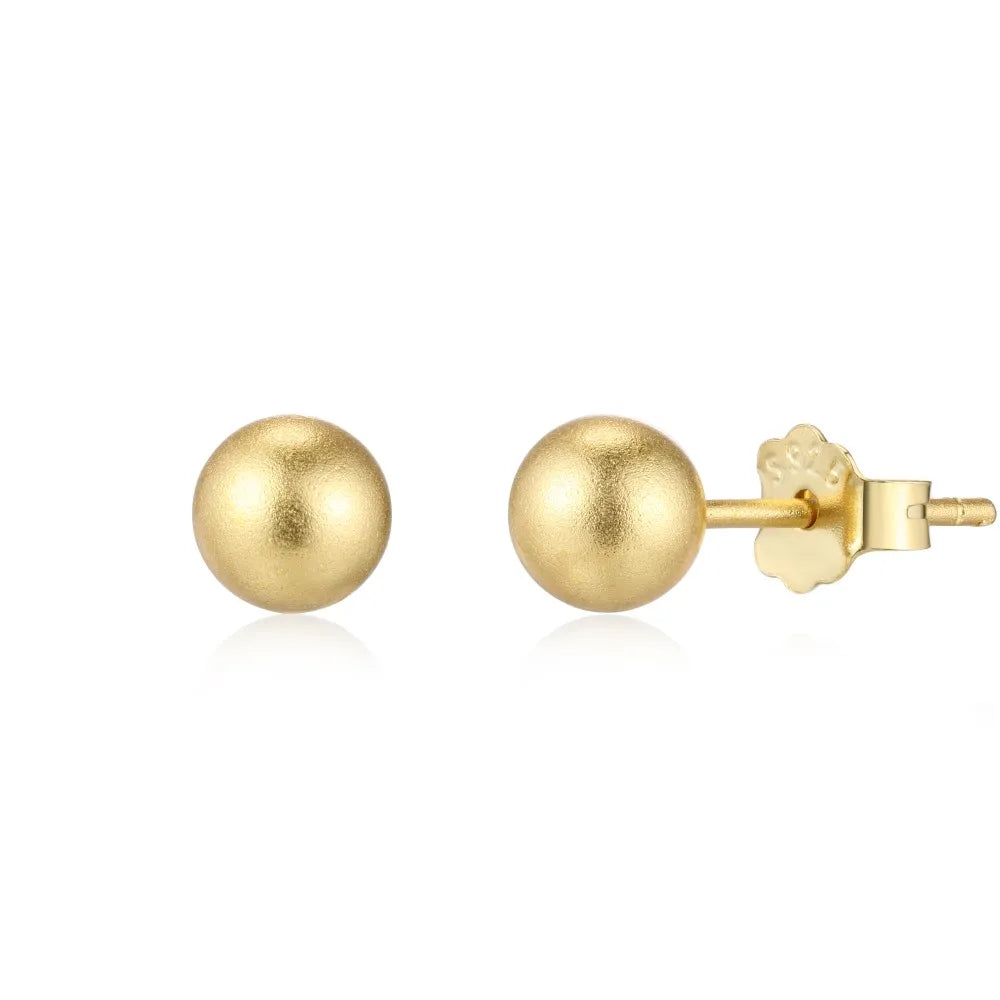 KAKODIY Simple Design Boutique Jewelry 18K Electroplated Frosted Surface 925 Sterling Silver 5 * 5mm Beaded Stud Earrings Women Earrings
