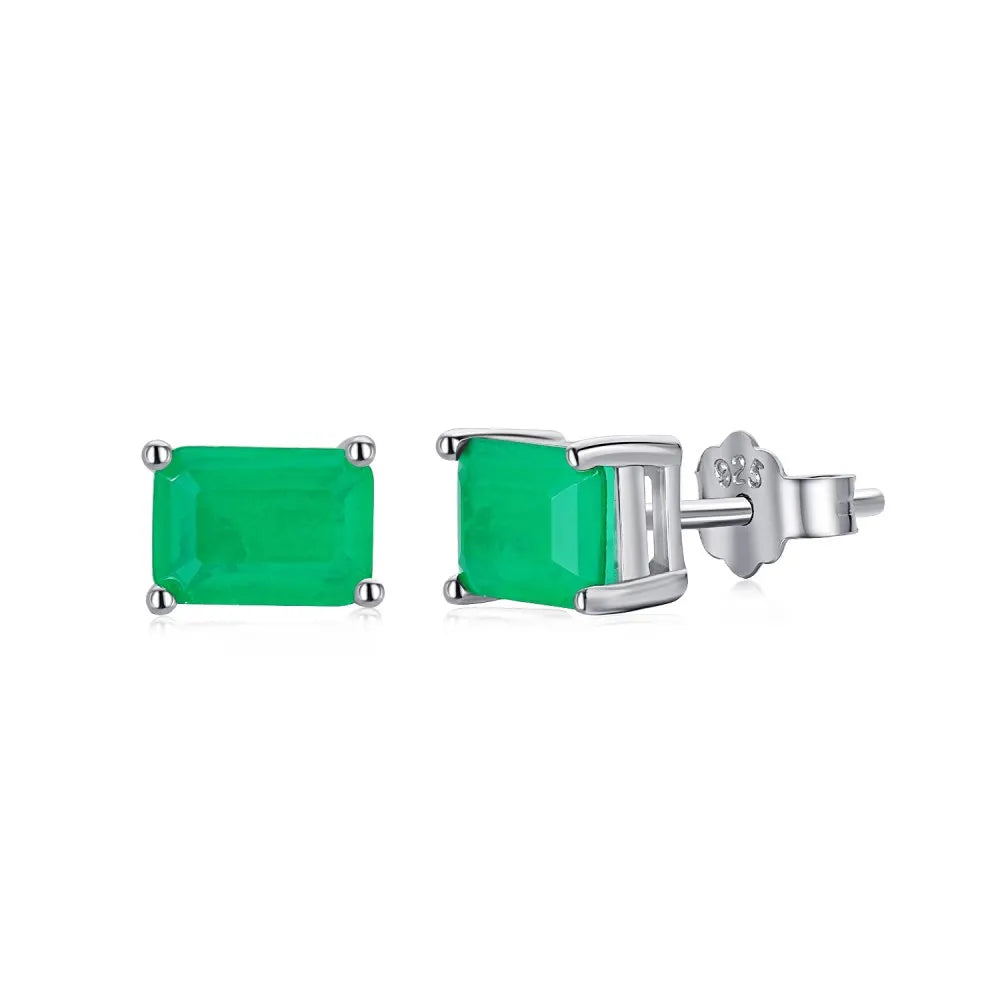 KAKODIY Classic Design Boutique Jewelry Rhodium Plated 925 Sterling Silver Rectangular Emerald Cut 5A Cubic Zirconia Stud Earrings Women