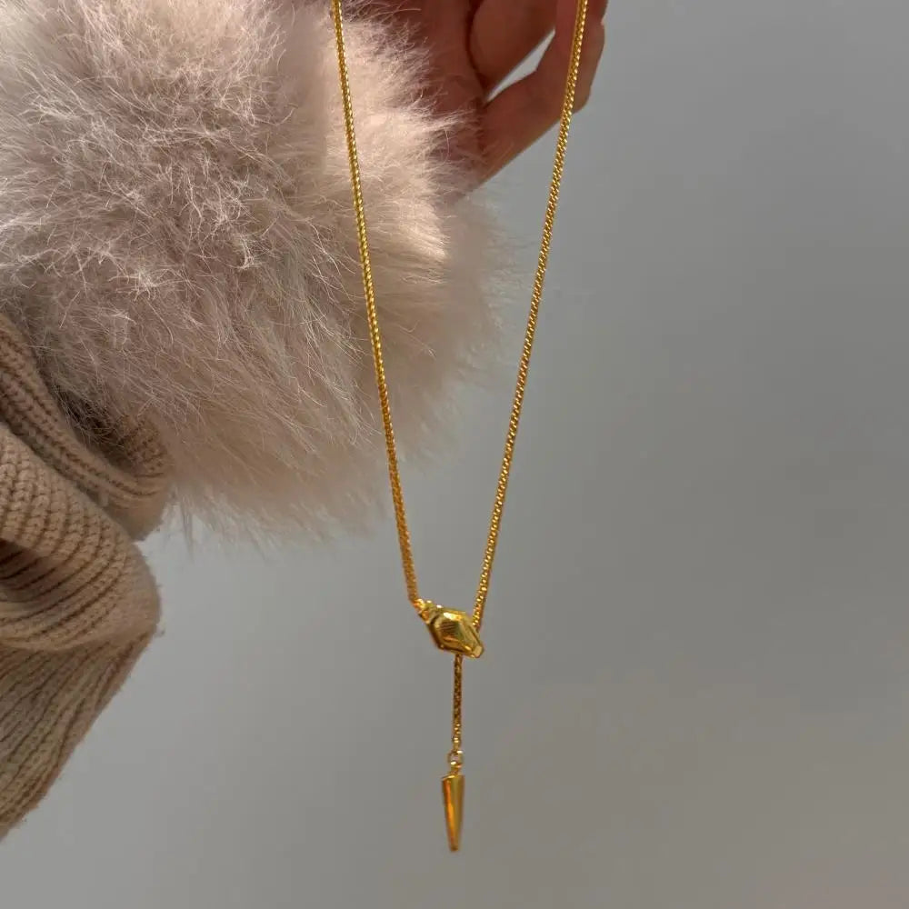 High-End Stable Jewelry Thick 22K Gold Plated Hanging Hour Hand Pendant Necklace