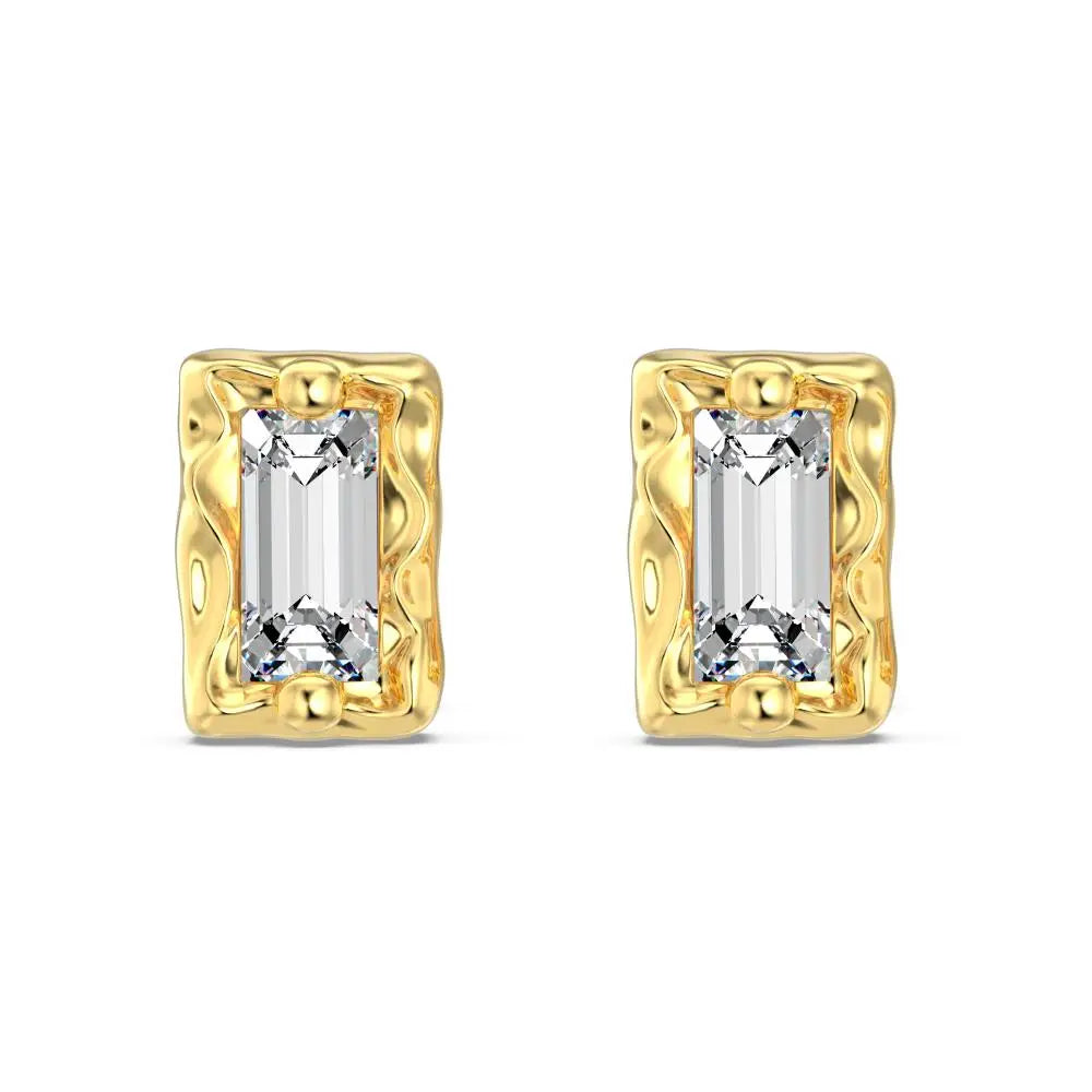 KAKODIY Elegant 925 Sterling Silver Stud Earrings, Emerald Cubic Zirconia 18K Gold Plated Sterling Silver Jewelry